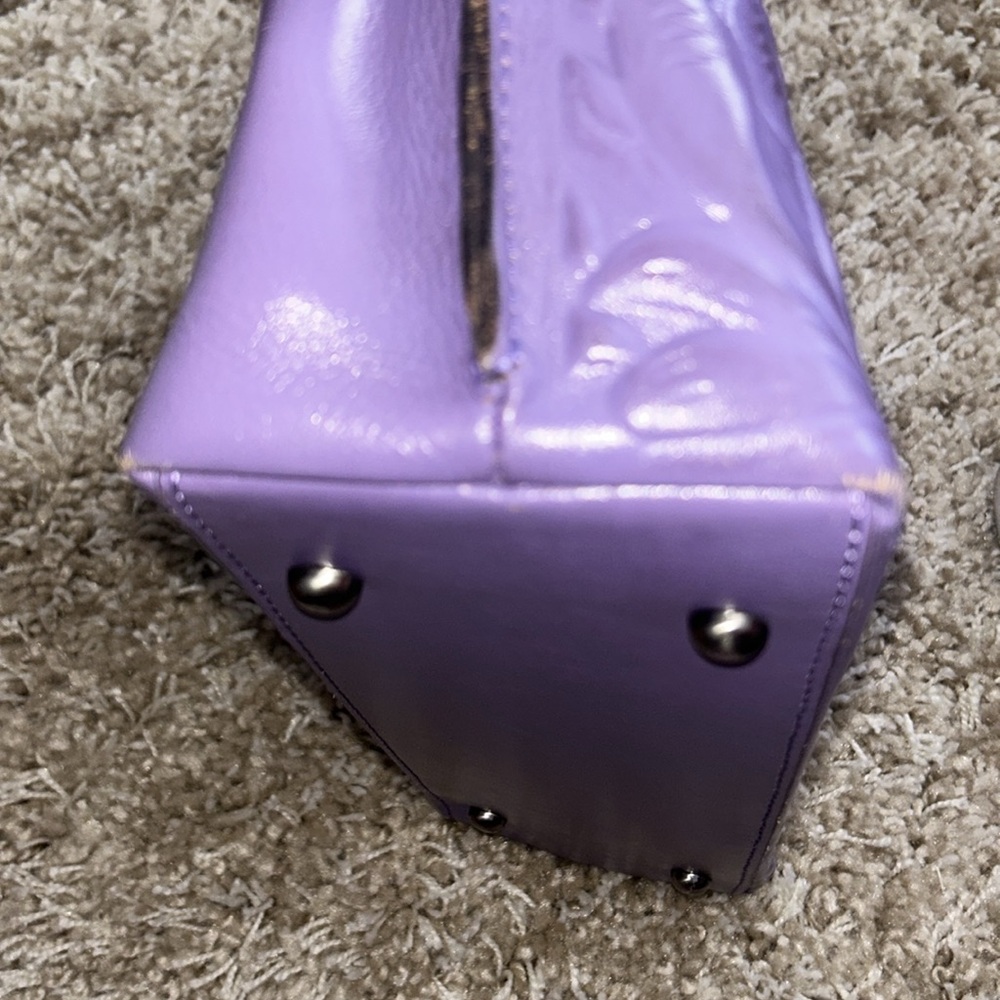 PATRICIA NASH Adeline Amethyst Leather Cutout Tooled Tote Handbag Gorgeous! - Picture 5 of 8